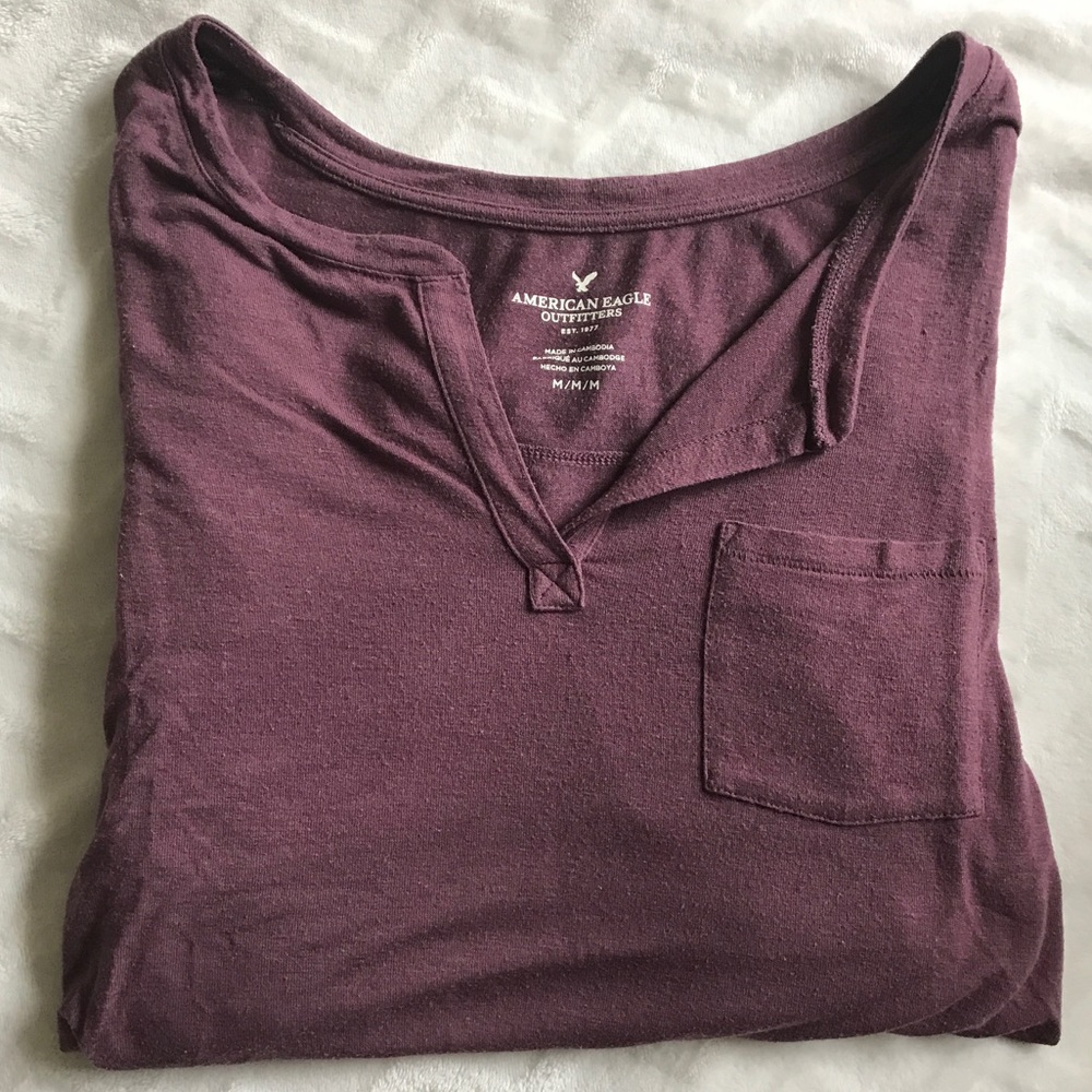 American Eagle plum Henley top